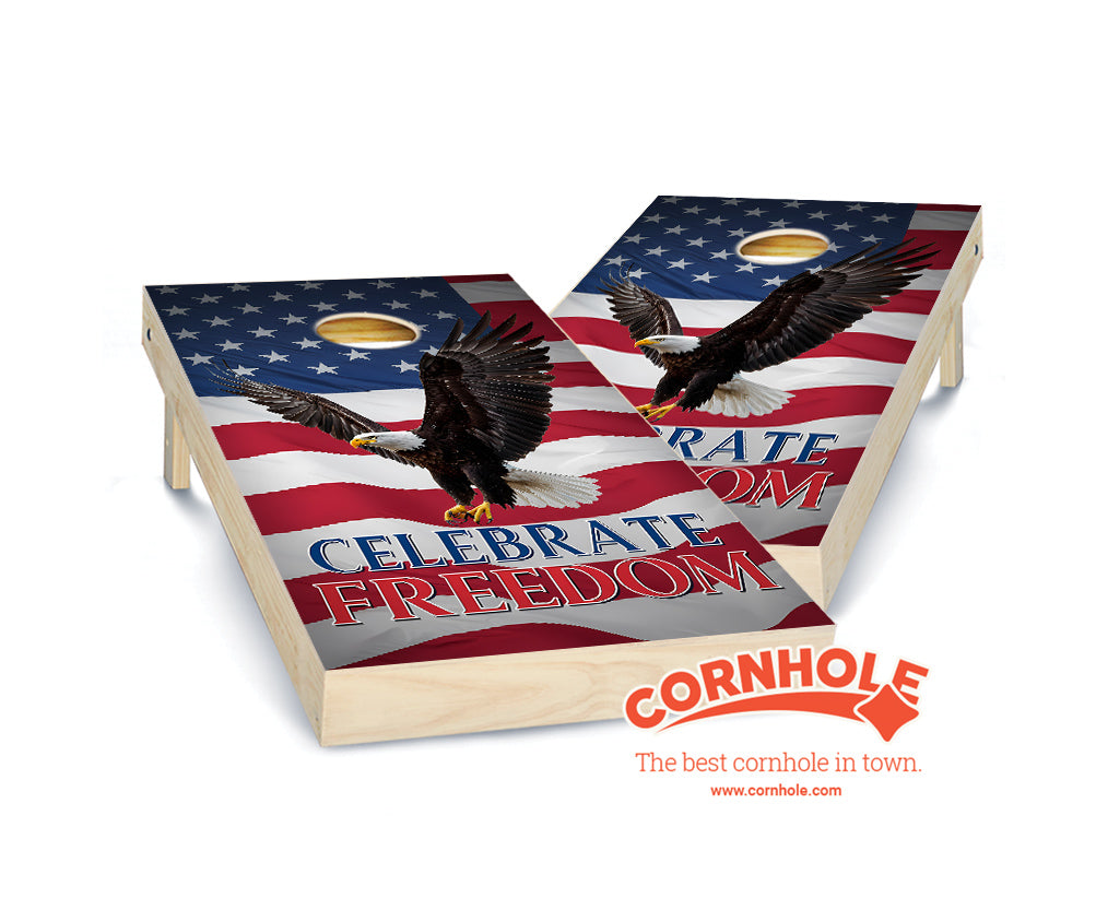 "Celebrate Freedom - Eagle American Flag" Cornhole Boards