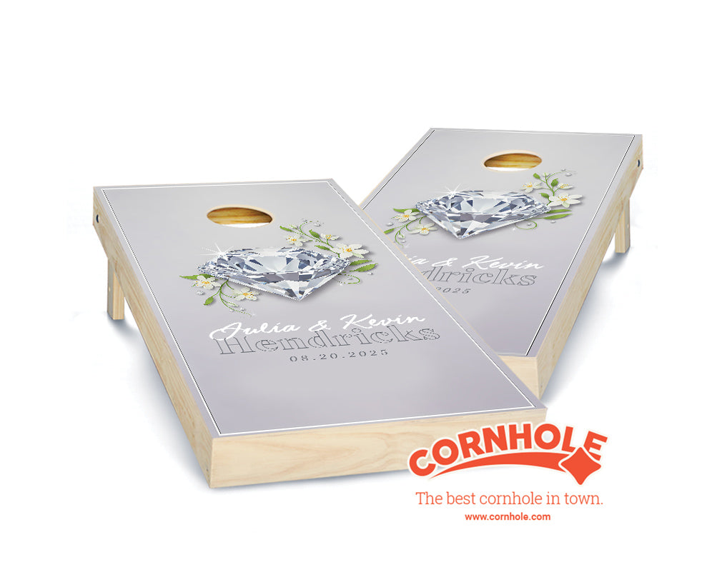 "Diamond Names and Date" Cornhole Boards