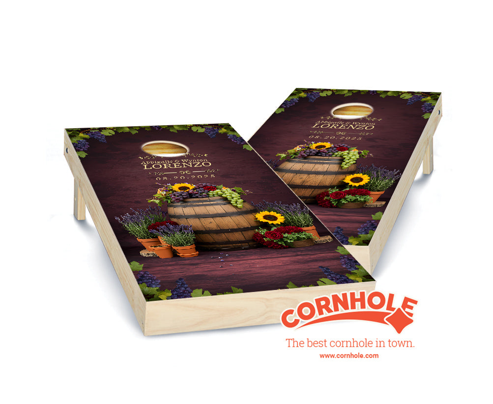 "Vineyard Chic Wedding" Cornhole Boards