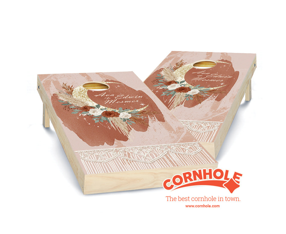 "Moroccan Rose Moon Wedding" Cornhole Boards