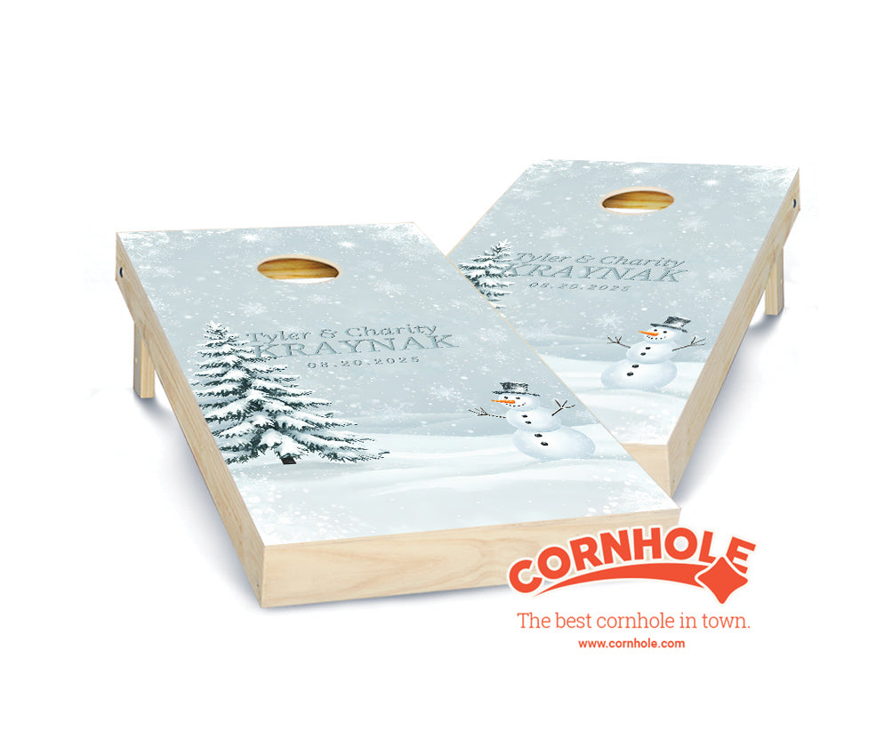 "Winter Snowman Wedding" Cornhole Boards