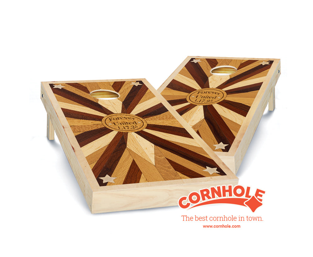 "Woodburst Americana Stars Wedding" Cornhole Boards