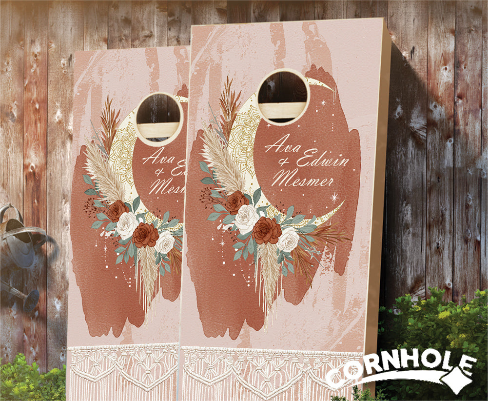 "Moroccan Rose Moon Wedding" Cornhole Boards