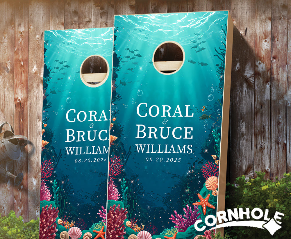 "Wedding Under the Sea" Cornhole Boards