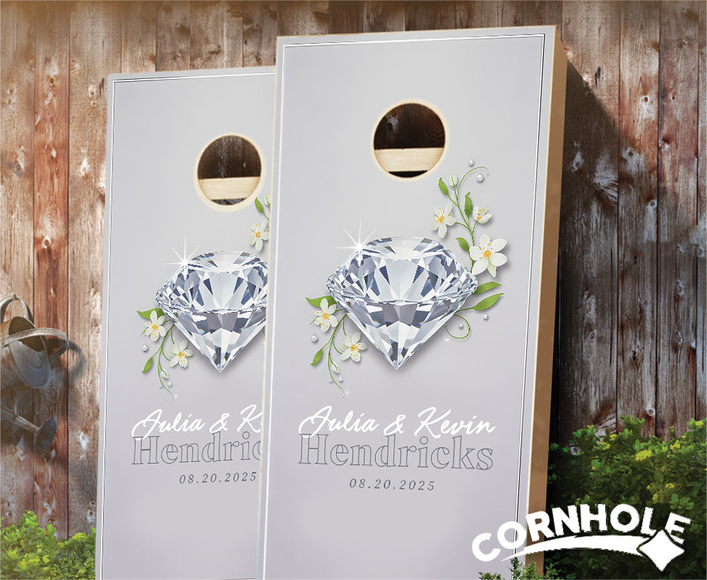 "Diamond Names and Date" Cornhole Boards