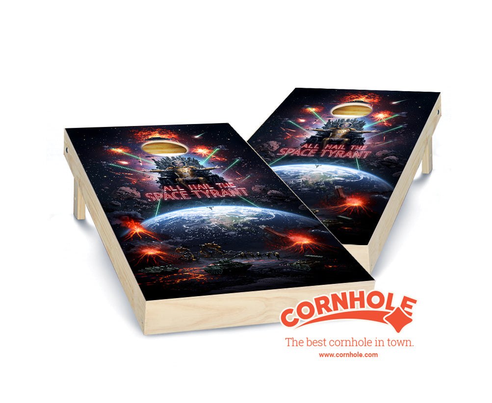 "All Hail the Space Tyrant" Cornhole Boards