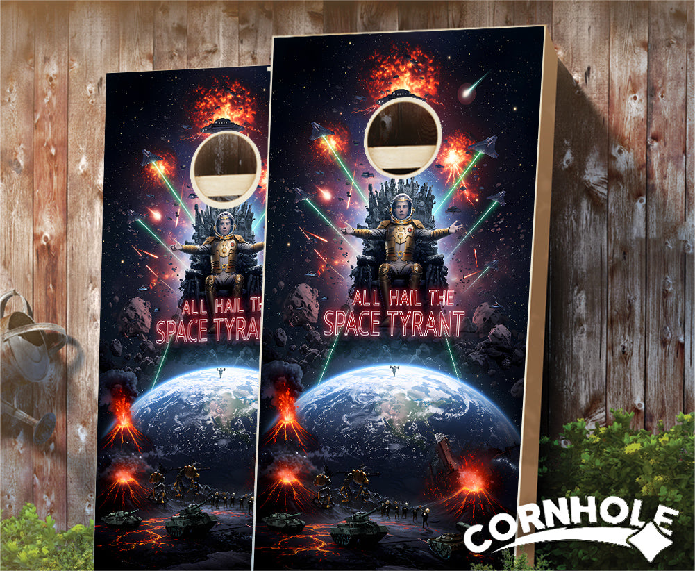 "All Hail the Space Tyrant" Cornhole Boards