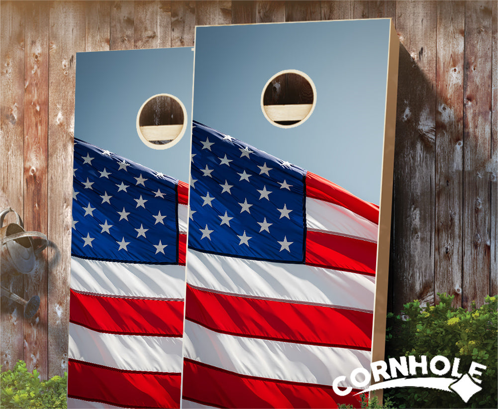 "American Flag Fabric" Cornhole Boards