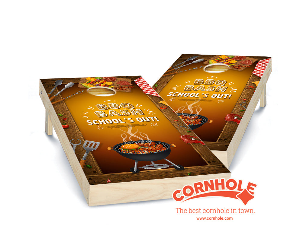 "BBQ Bash - School's Out" Cornhole Boards