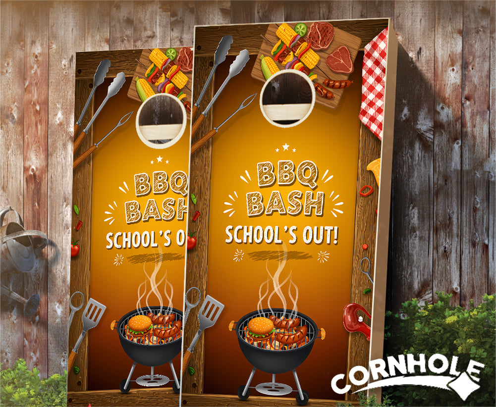 "BBQ Bash - School's Out" Cornhole Boards