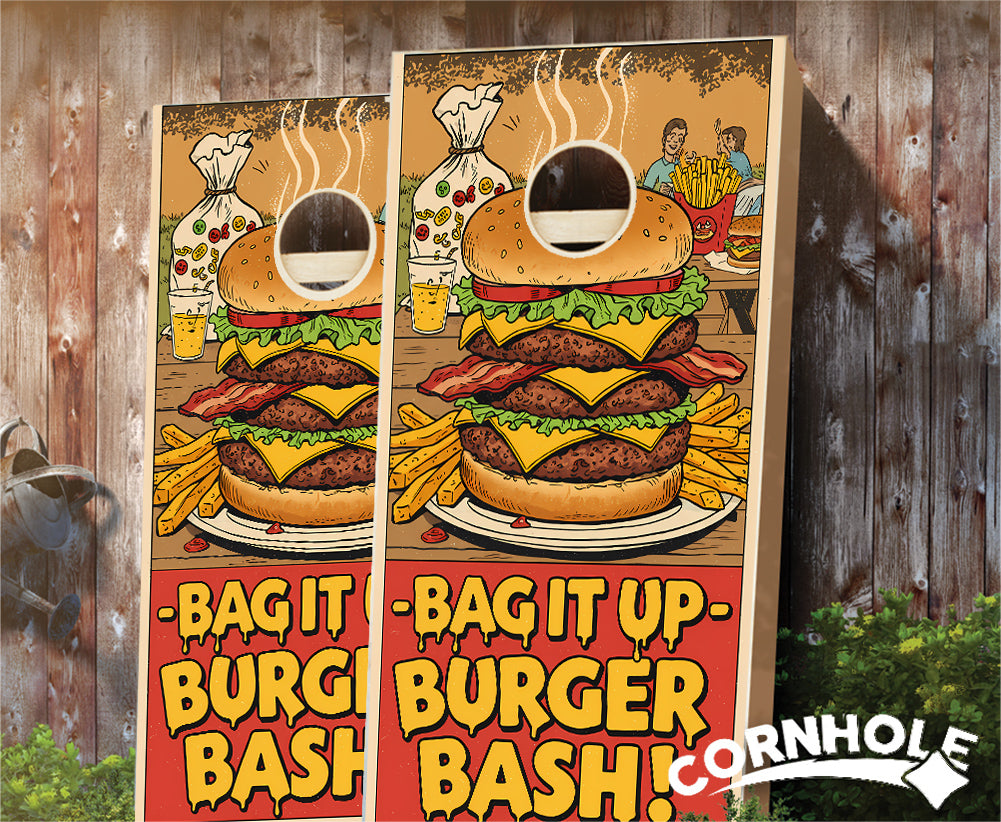 "Bag it Up Burger Bash" Cornhole Boards