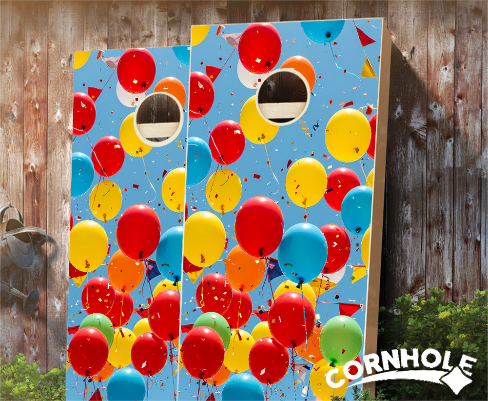 "Balloons In Sky" Cornhole Boards