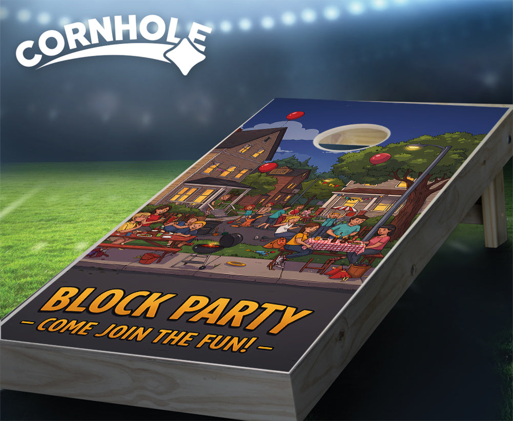 "Block Party - Come Join the Fun" Cornhole Boards