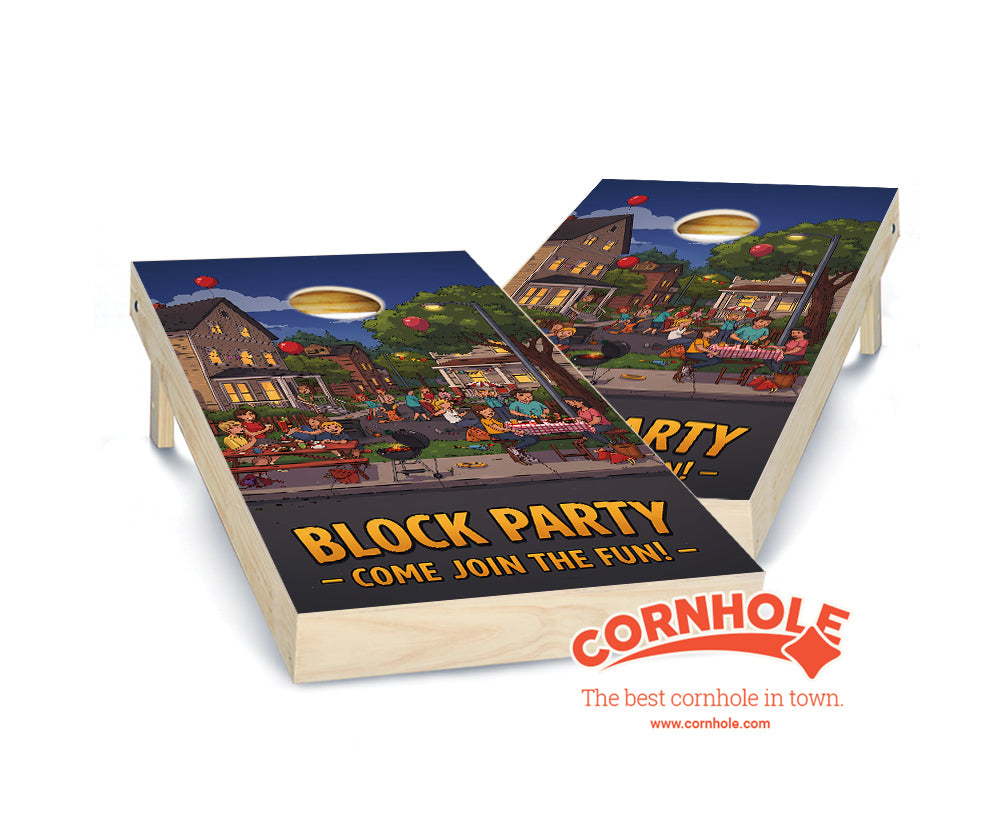 "Block Party - Come Join the Fun" Cornhole Boards