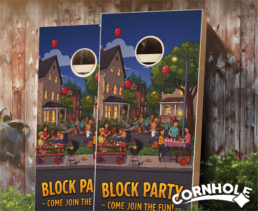 "Block Party - Come Join the Fun" Cornhole Boards