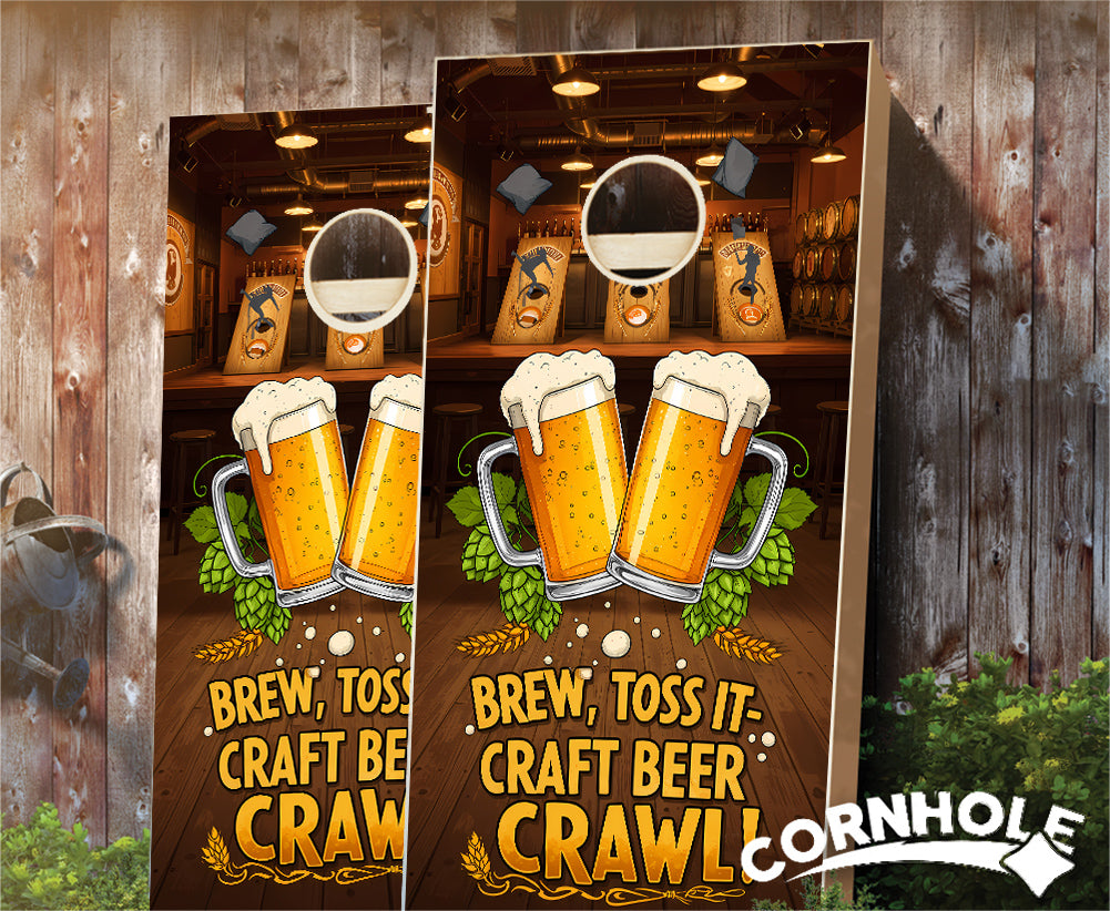 "Brew Toss It - Craft Beer Brawl" Cornhole Boards