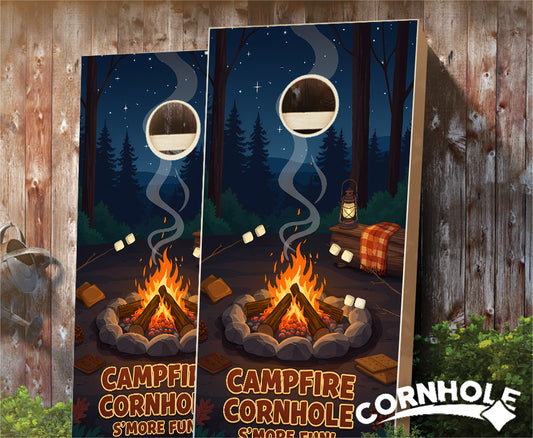 "Campfire Cornhole - Smore Fun" Cornhole Boards