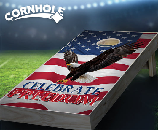 "Celebrate Freedom - Eagle American Flag" Cornhole Boards