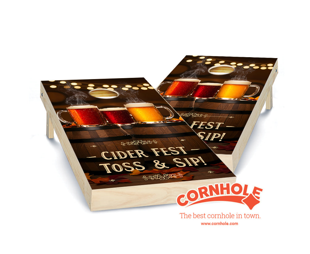 "Cider Fest Toss and Sip Cider Mugs & Barrels" Cornhole Boards