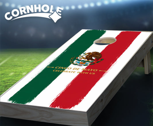 "Cinco de Mayo Celebrate With Us Mexico Flag" Cornhole Boards