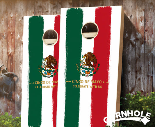 "Cinco de Mayo Celebrate With Us Mexico Flag" Cornhole Boards