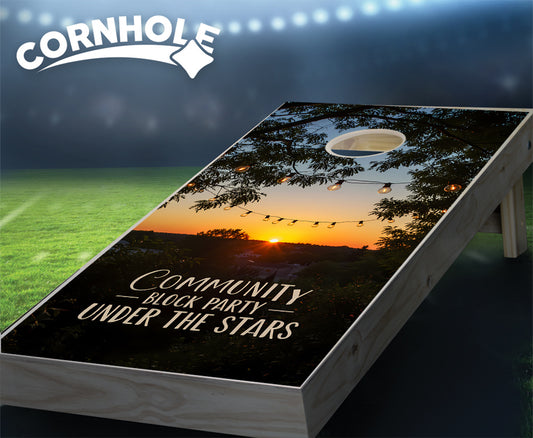 "Community Block Party - Under the Stars" Cornhole Boards