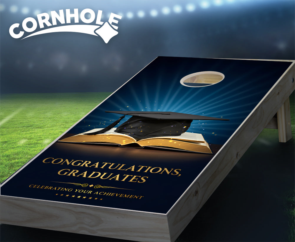 "Congratulations Graduates - Celebrating Your Achievement" Cornhole Boards