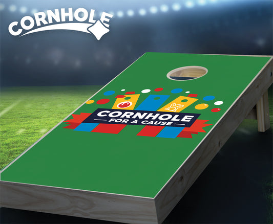 "Cornhole for a Cause - Green Background" Cornhole Boards