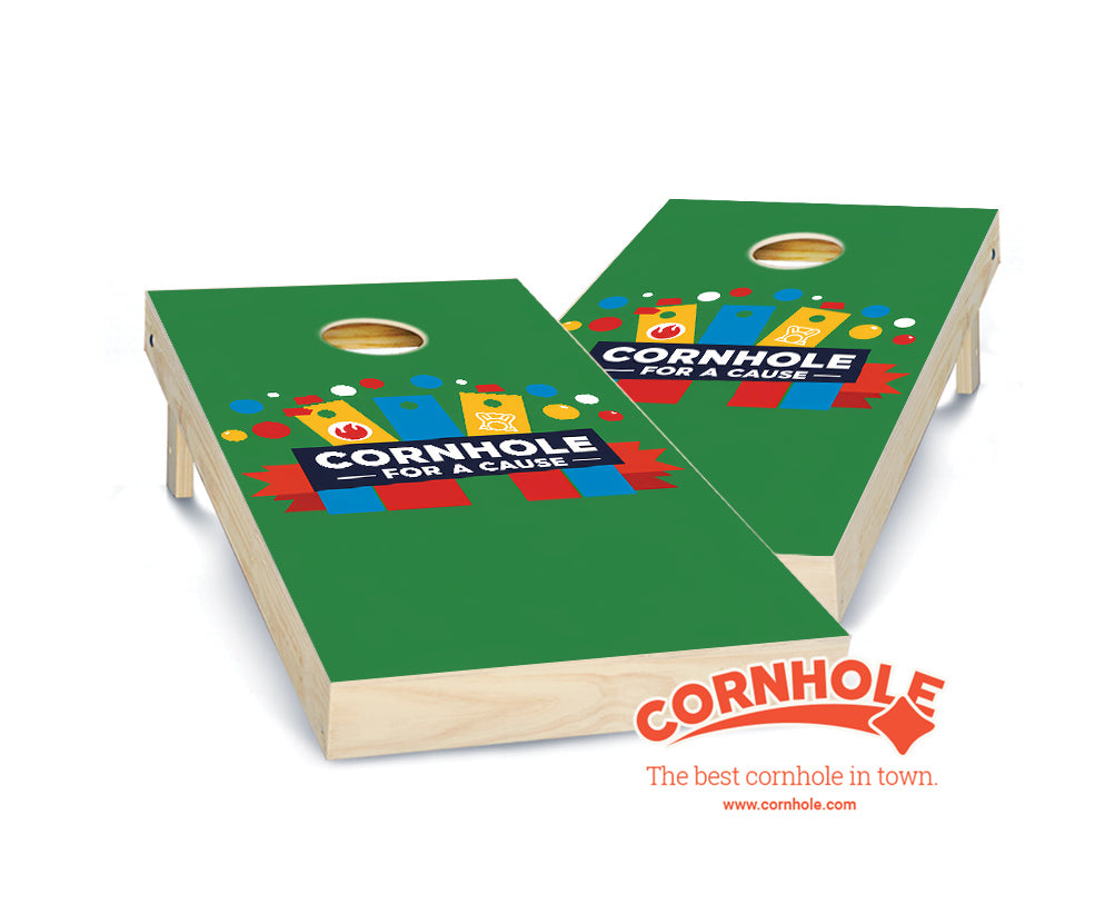 "Cornhole for a Cause - Green Background" Cornhole Boards