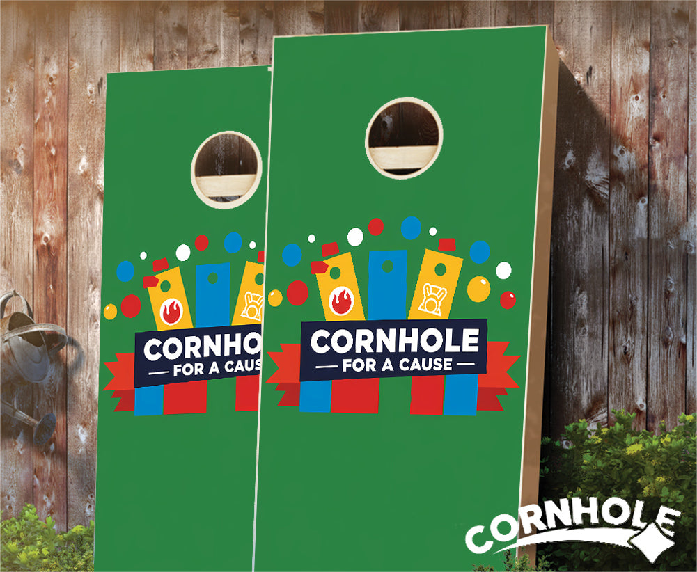 "Cornhole for a Cause - Green Background" Cornhole Boards