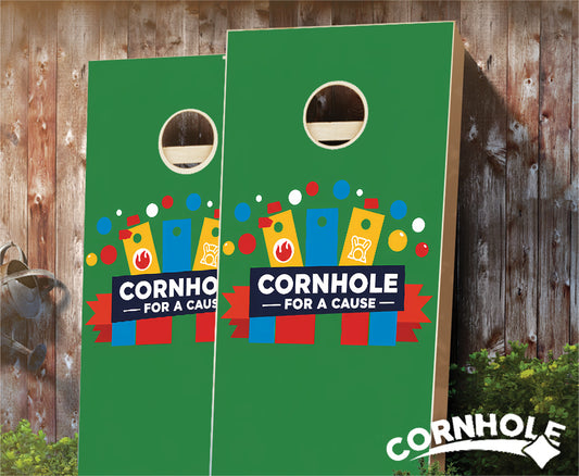 "Cornhole for a Cause - Green Background" Cornhole Boards