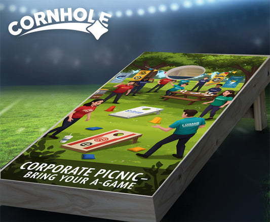 "Corporate Picnic Park - Bring Your A Game" Cornhole Boards