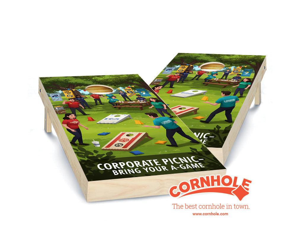 "Corporate Picnic Park - Bring Your A Game" Cornhole Boards