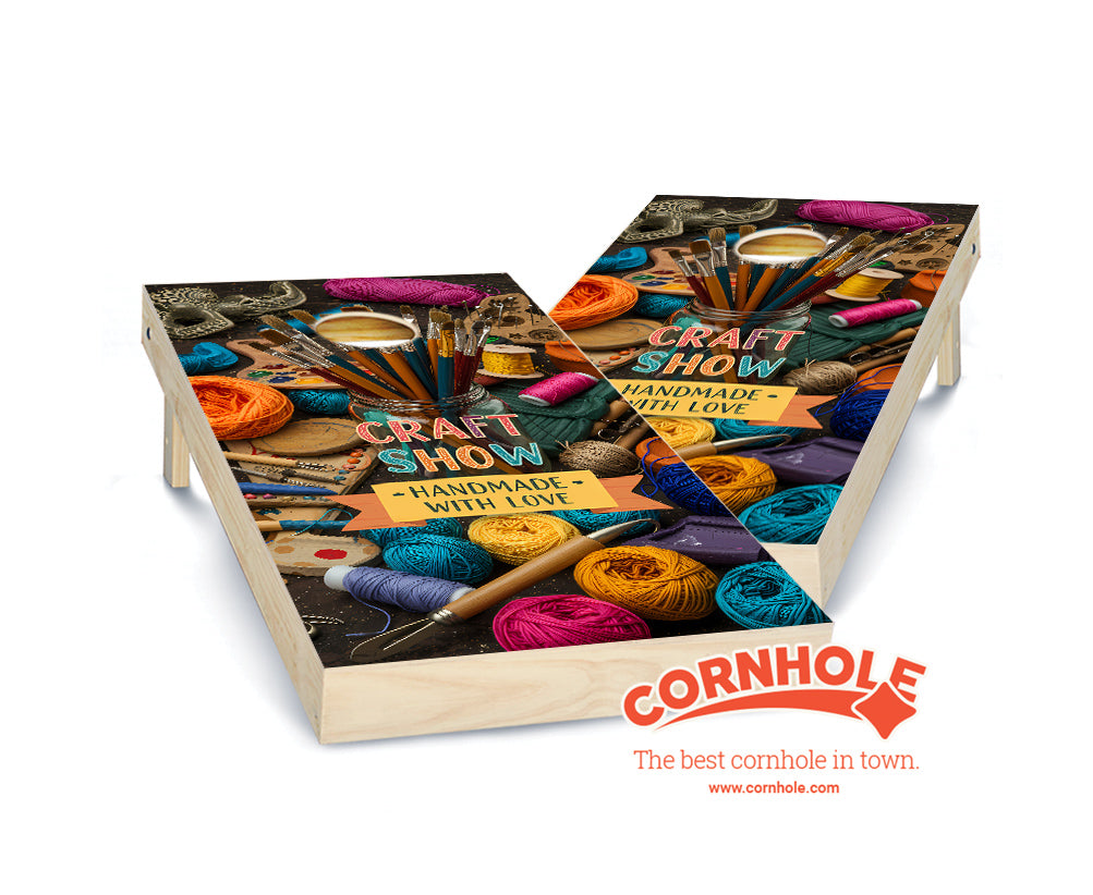 "Craft Show Handmade with Love - Yarn & Brushes" Cornhole Boards