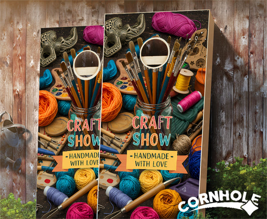 "Craft Show Handmade with Love - Yarn & Brushes" Cornhole Boards