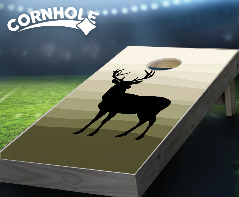 "Deer Silhouette on Olive Gradient" Cornhole Boards