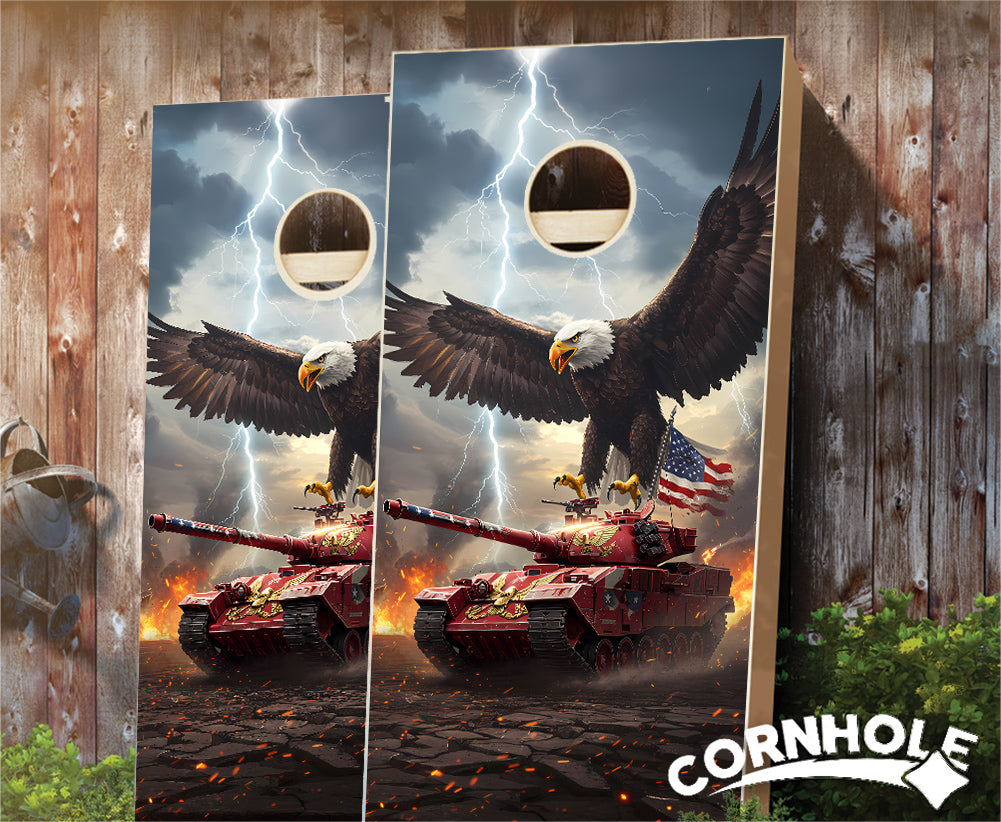 "Eagle Grabbing Tank" Cornhole Boards