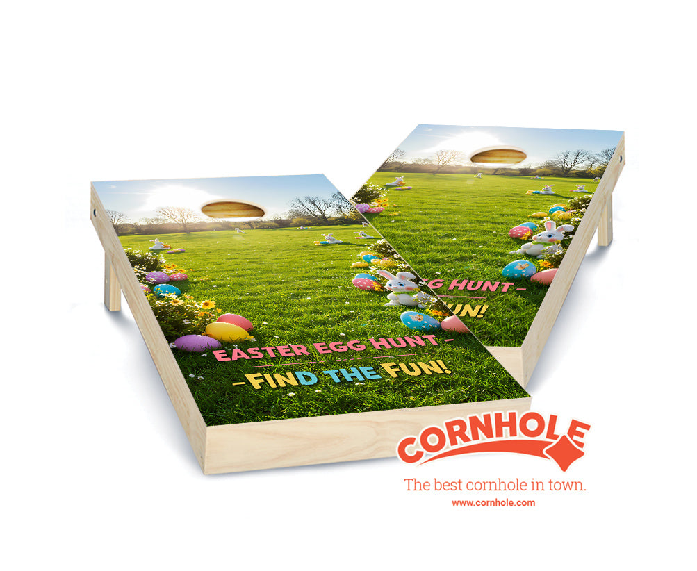 "Easter Egg Hunt - Find the Fun" Cornhole Boards