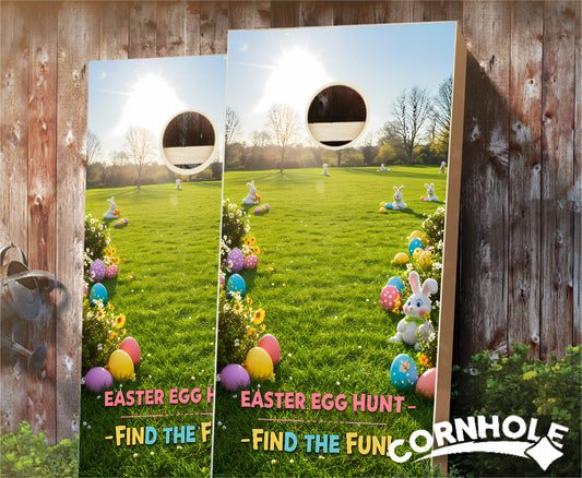 "Easter Egg Hunt - Find the Fun" Cornhole Boards