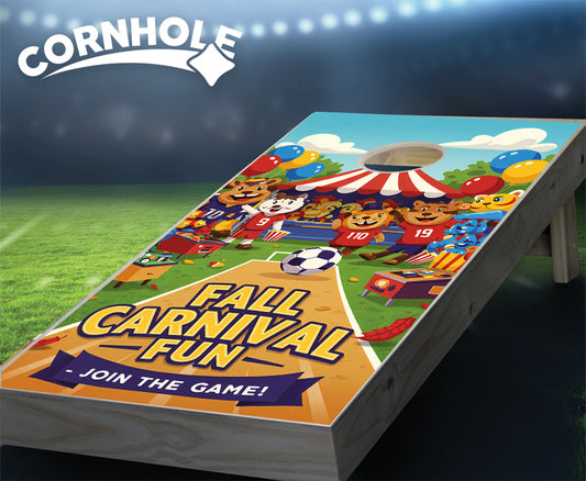 "Fall Carnival Fun - Join the Game. Animal Carnival" Cornhole Boards