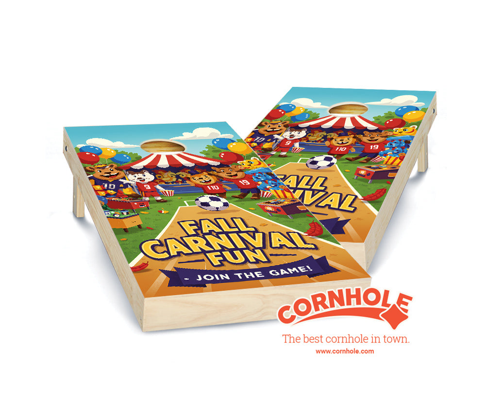 "Fall Carnival Fun - Join the Game. Animal Carnival" Cornhole Boards