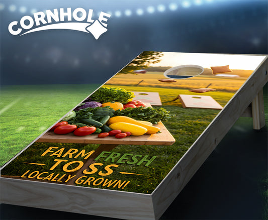 "Farm Fresh Toss - Locally Grown" Cornhole Boards