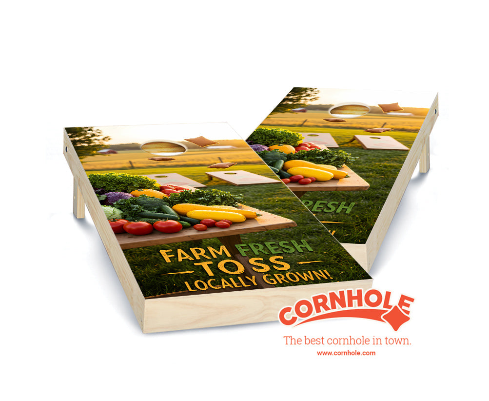 "Farm Fresh Toss - Locally Grown" Cornhole Boards