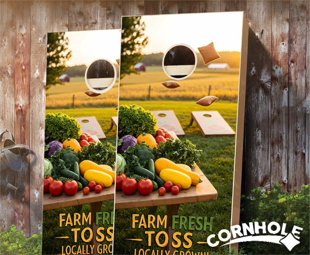 "Farm Fresh Toss - Locally Grown" Cornhole Boards