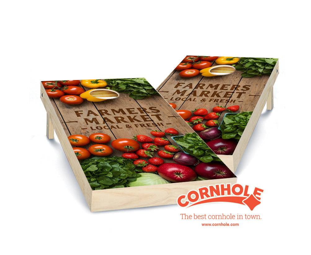 "Farmers Market - Local & Fresh" Cornhole Boards