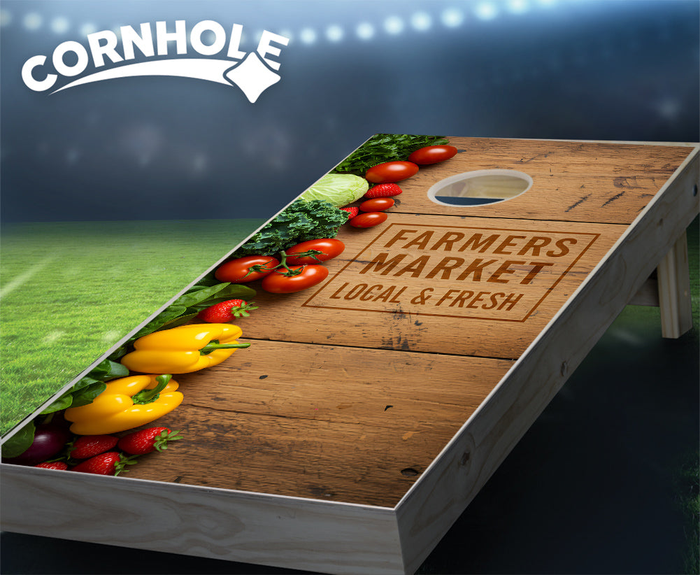 "Farmers Market - Vegetables Left Side" Cornhole Boards