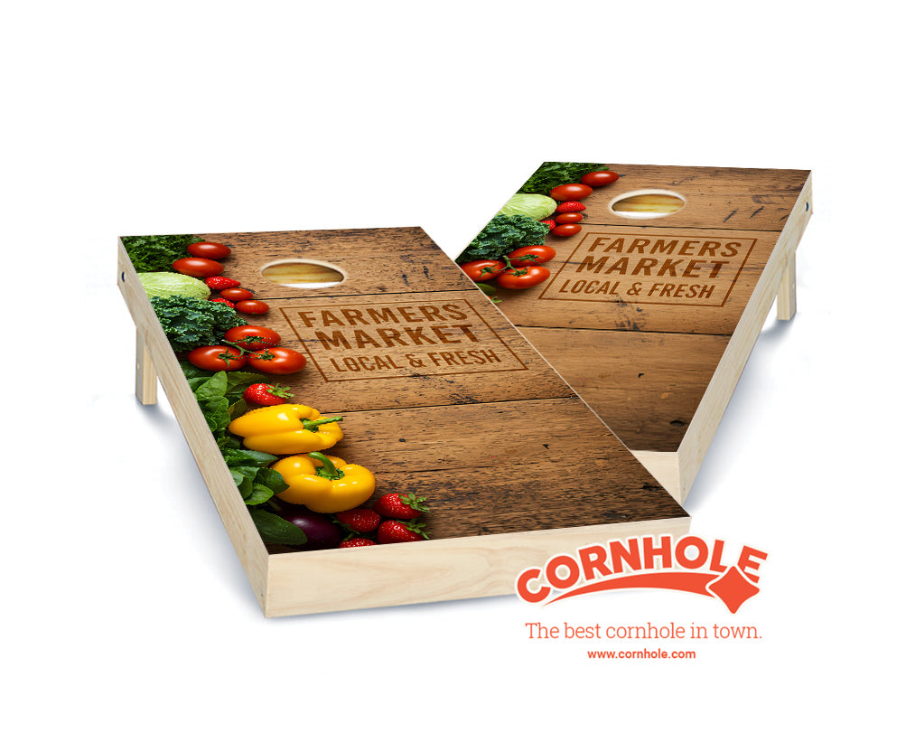 "Farmers Market - Vegetables Left Side" Cornhole Boards