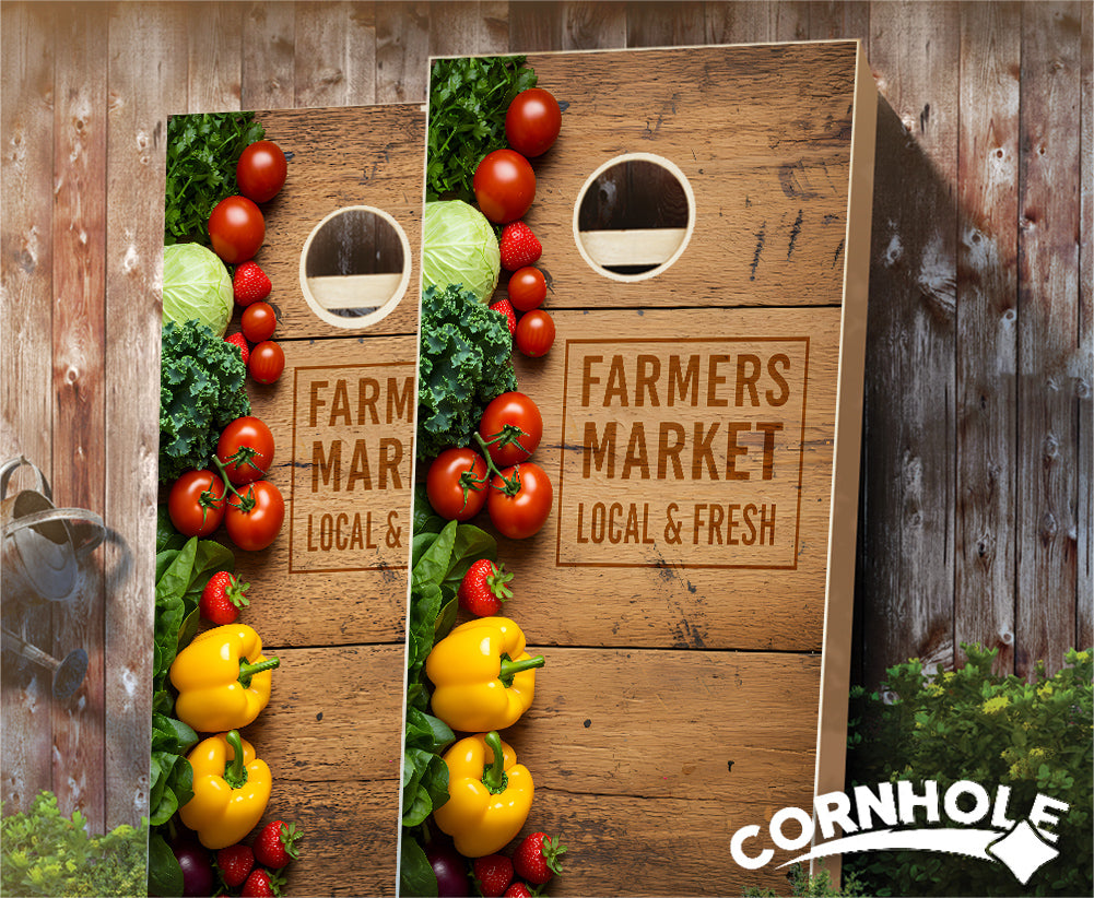 "Farmers Market - Vegetables Left Side" Cornhole Boards