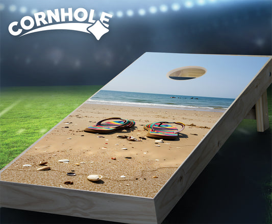 "Flip Flops on Beach" Cornhole Boards