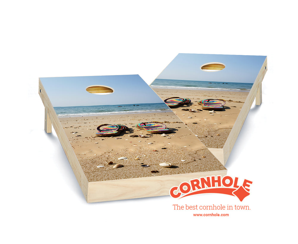 "Flip Flops on Beach" Cornhole Boards